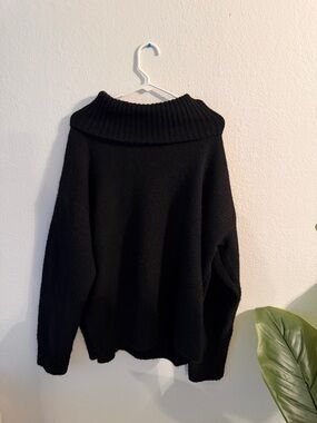 Princess Polly Black  Ribbed Funnel Neck Sweater